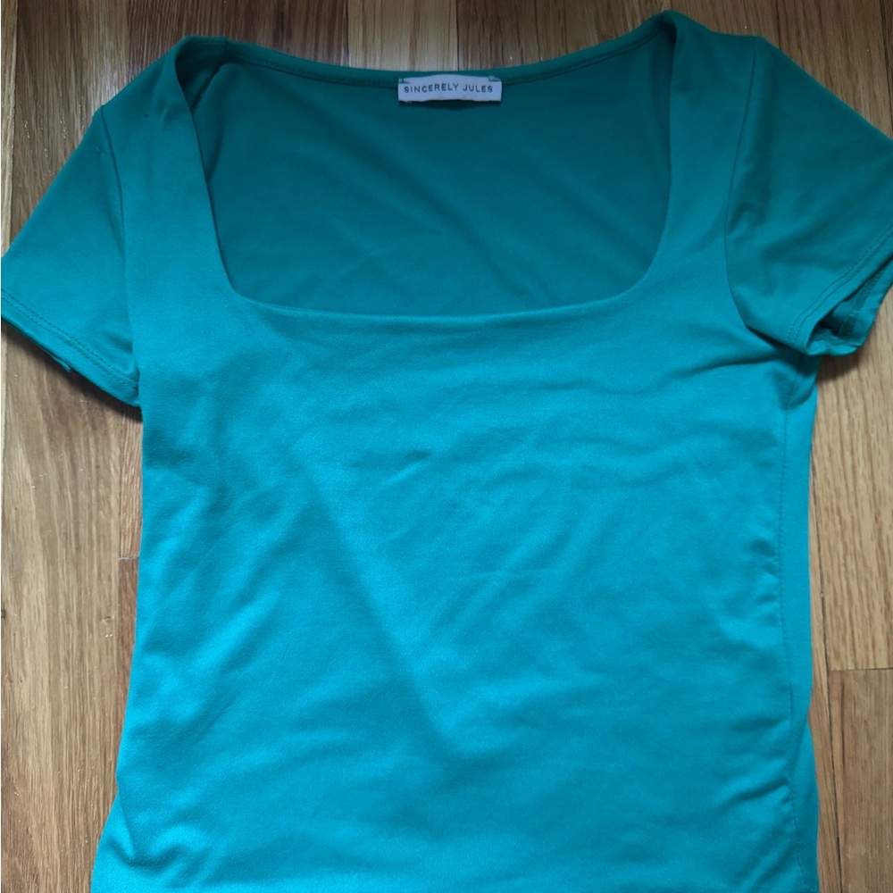 Sincerely Jules Turquoise Short Sleeve Top